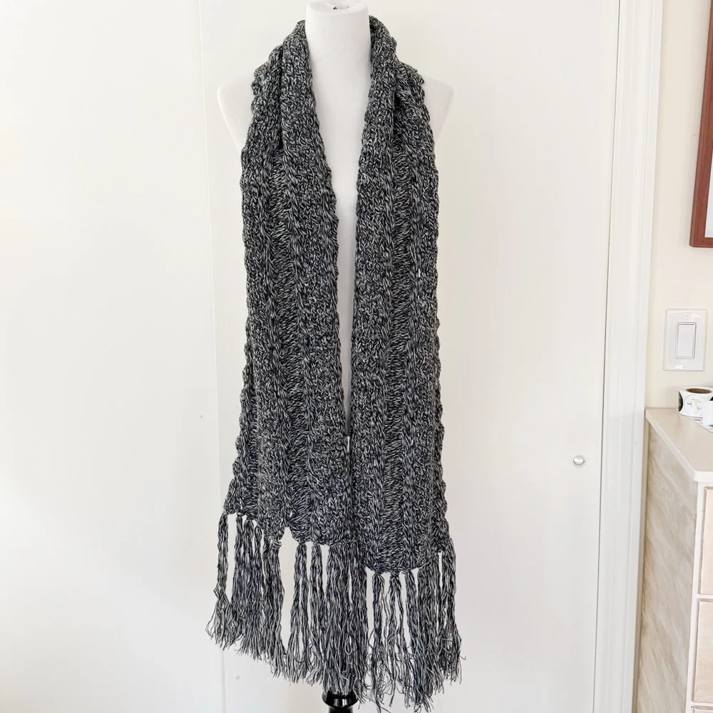 Long Grey Knit Winter Scarf